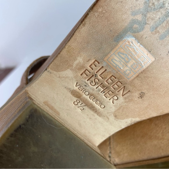 Eileen Fisher Derby Tan Leather Ankle Boots - Picture 8 of 9